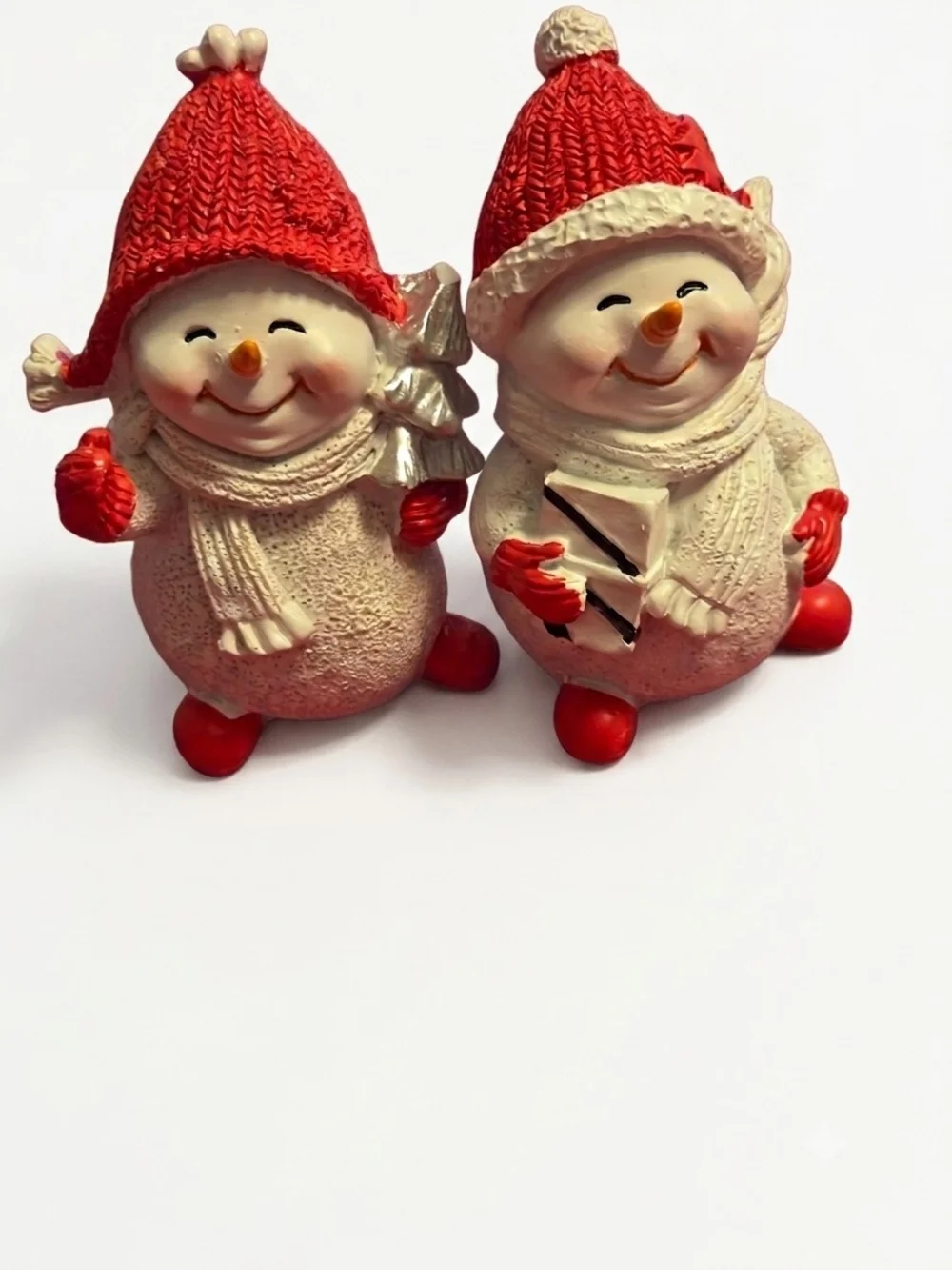 Festive Red Hat Snowman Figurines - Holiday Home Décor